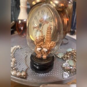 Decorative Glass Dome with Miniature Pagoda and Trees